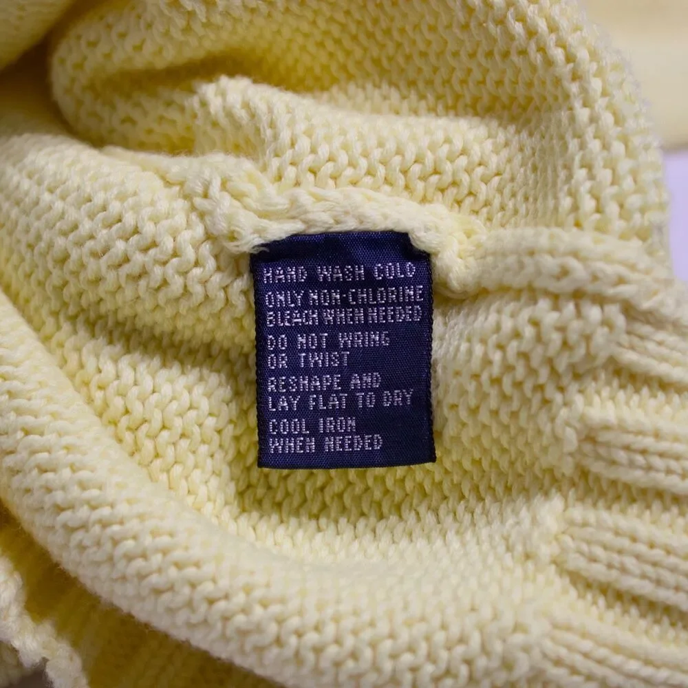VTG 90s Polo Ralph Lauren Yellow Knit Crewneck Sweater Embroidered Pony Men XL - Picture 8 of 8
